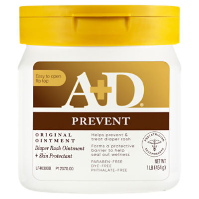 A+D Prevent Diaper Rash + Skin Protectant Original Ointment, 1 lb