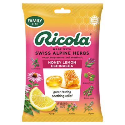 Ricola Honey Lemon Echinacea Drops Family Size, 45 count