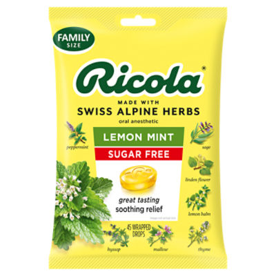 Ricola Sugar Free Lemon Mint Herb, Throat Drops