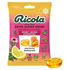 Ricola Honey Lemon Echinacea Cough Suppressant Oral Anesthetic Drops, 19 count