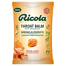 Ricola Caramel Flavor with Liquid Center Throat Balm Drops, 34 count, 34 Each