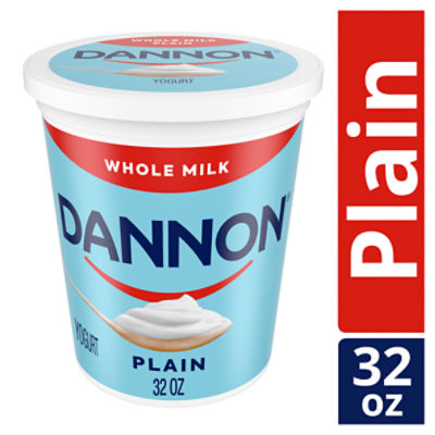 Dannon Plain Whole Milk Yogurt, 32 oz, 32 Ounce