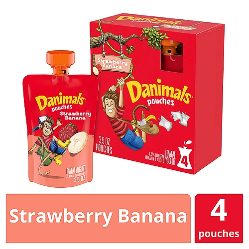 Adding a Danimals Swingin' Strawberry Banana Lowfat Yogurt Squeezable can make any lunchbox or after-school snack more fun! Deliciously creamy and full of fruity flavor, it's a gluten-free and nutritious snack your kids will be looking forward to all day. Every tasty slurp will put smiles on their faces, while providing a nutritious snack with calcium and vitamin D. Our yogurt squeeazables are conveniently packaged for easy on-the-go snacking. No spoon, no problem: your kids can enjoy every last drop without making a mess. Try freezing them overnight and then add them to a lunchbox; they'll keep cool and thaw just in time for lunch.nAt Danimals, we believe that childhood is one of life's greatest adventures and that giving your kids nutritious foods they love should be easy. That's why we make our fun, nutritious snacks with ingredients parents can trust--so you can rest assured knowing that between us, they're in good hands. From our flavorful yogurts to our sippable smoothies, every Danimals product free of high-fructose corn syrup and made with no colors or flavors from artificial sources. We stand behind our promise, and that's what makes Danimals the #1 kids' brand in the dairy aisle.