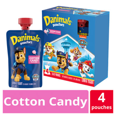 Danimals Cotton Candy Squeezable Yogurt, 3.5 Oz. Pouches, 4 Count, 14 Ounce