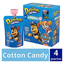 Danimals Squeezables Pawfect Cotton Candy Flavor Lowfat Yogurt, 3.5 oz, 4 count, 4 Each