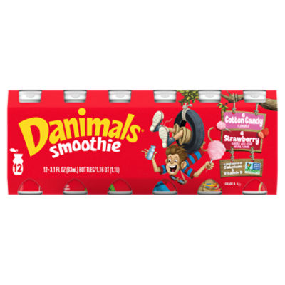 Danimals Cotton Candy & Strawberry Flavor Smoothie, 3.1 fl oz, 12 count -  Fairway