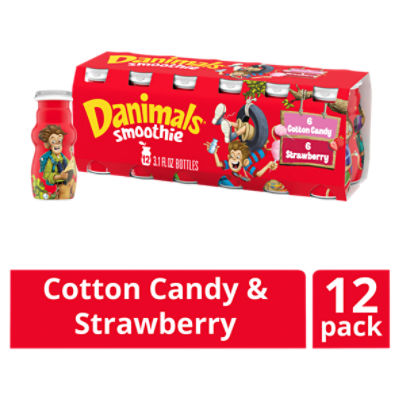 Danimals Strawberry Explosion & Cotton Candy Variety Pack Smoothies, 3.1 Oz. Bottles, 12 Count