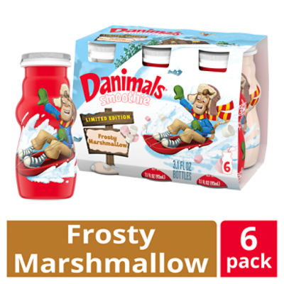 Danimals Smoothies Frosty Marshmallow Dairy Drink Multi-Pack, 6 Ct, 3.1 OZ Smoothie Bottles