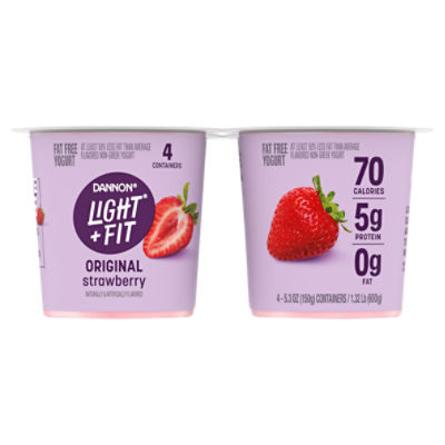 Dannon Light + Fit Sensational Strawberry Nonfat Yogurt, 5.3 oz, 4 count ShopRite