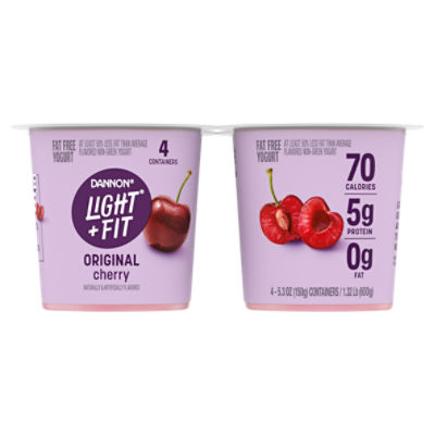 Dannon Light + Fit Cherry Original Nonfat Yogurt Pack, 4 Ct, 5.3 ounce Cups