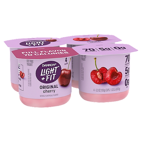 Dannon Light + Fit Cheerful Cherry Nonfat Yogurt, 5.3 oz, 4 count