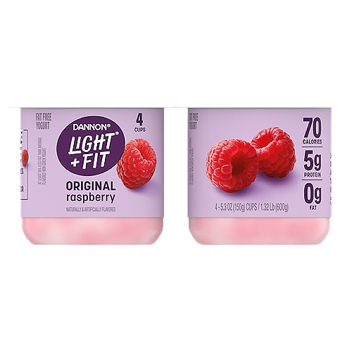 Dannon Light + Fit Original Radiant Raspberry Nonfat Yogurt, 5.3 oz, 4 count