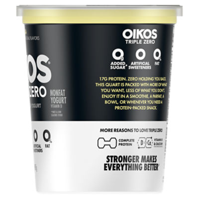 Oikos Triple Zero Vanilla Blended Greek Nonfat Yogurt, 32 oz