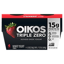 Oikos Strawberry Triple Zero Nonfat Greek Yogurt, 1.32 Pound
