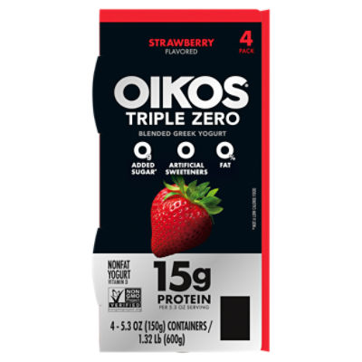 Oikos Triple Zero Strawberry 15g Protein, No Sugar Added, Nonfat