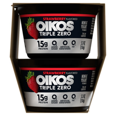 Oikos Triple Zero Strawberry Flavored Blended Greek Nonfat Yogurt