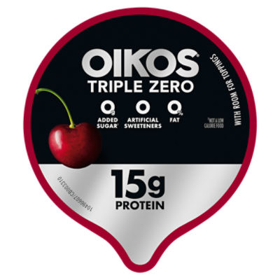 Oikos Triple Zero Cherry Flavored Nonfat Yogurt, 5.3 oz - The