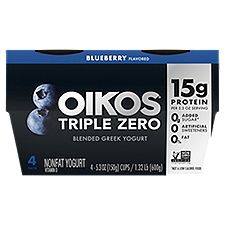 Oikos Triple Zero Blueberry Flavored Nonfat Yogurt, 5.3 oz, 4 count