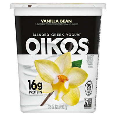 Oikos Blended Vanilla Bean Flavored Greek Nonfat Yogurt, 32 oz.