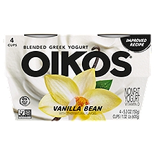 Oikos Blended Vanilla Bean Flavored Greek Nonfat Yogurt, 5.3 oz. 4 Pack, 21.2 Ounce