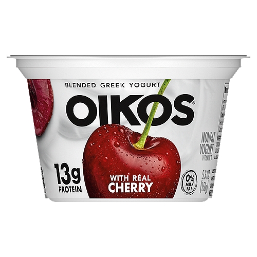 Oikos Blended Cherry Greek Nonfat Yogurt, 5.3 oz.
