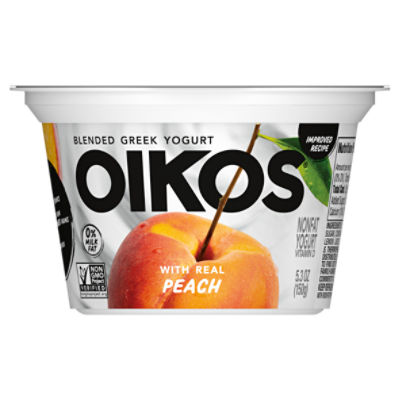 Oikos Blended Peach Greek Nonfat Yogurt, 5.3 oz.