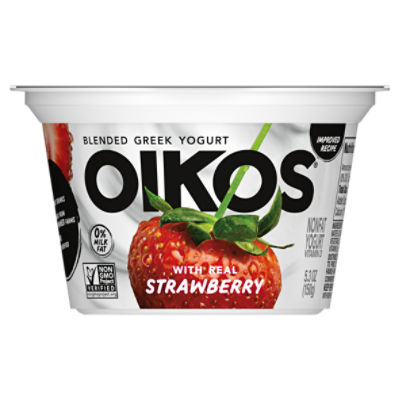 Oikos Blended Strawberry Greek Nonfat Yogurt, 5.3 oz.
