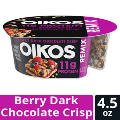 Oikos Remix Berry Dark Chocolate Crisp Nonfat Yogurt & Mix-Ins, 4.5 oz, 4.5 Ounce