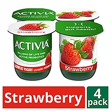 Activia Strawberry Lowfat Yogurt, 4 oz, 4 count, 16 Ounce