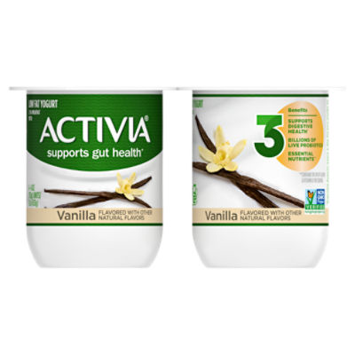 Activia Vanilla Probiotic Yogurt, Lowfat Yogurt Cups, 4 ounce, 4 CT, 16 Ounce
