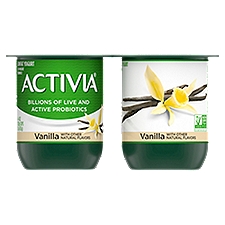 Activia Low Fat Probiotic Vanilla Yogurt, 4 Oz. Cups, 4 Count, 16 Ounce