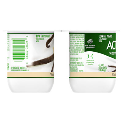 Activia Nonfat Probiotic Vanilla Yogurt, 4 Oz. Cups, 4 Count