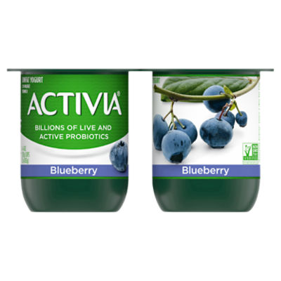 Activia Blueberry Probiotic Yogurt, Lowfat Yogurt Cups, 4 ounce, 4 Ct, 16 Ounce