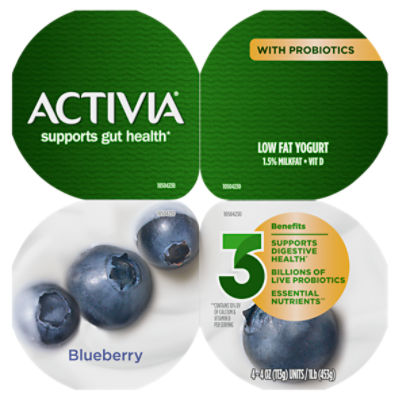 Activia Low Fat Probiotic Mixed Berry Yogurt, 4 Oz. Cups, 4 Count - The  Fresh Grocer