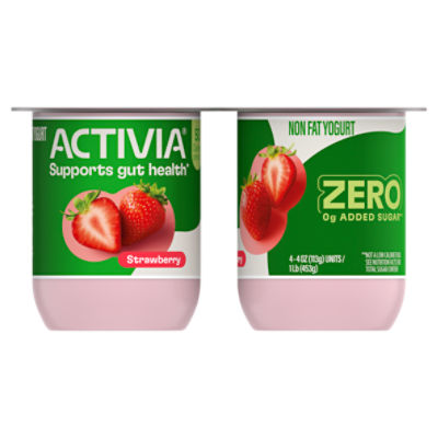Activia Nonfat Probiotic Strawberry Yogurt, 4 Oz. Cups, 4 Count