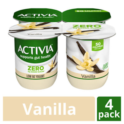 Activia 50 Calorie Vanilla Probiotic Yogurt, Nonfat Yogurt Cups, 4 oz, 4 Ct