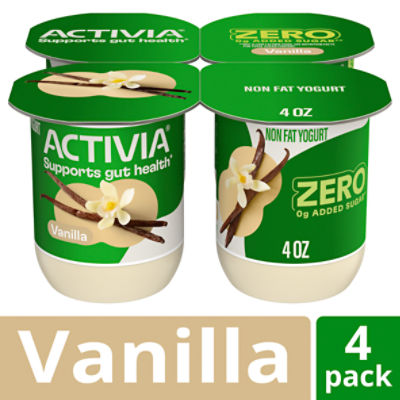 Activia 50 Calorie Vanilla Probiotic Yogurt, Nonfat Yogurt Cups, 4 oz