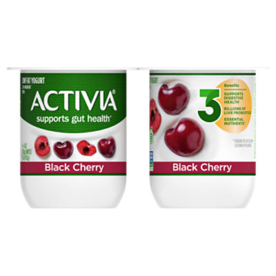 Activia Black Cherry Probiotic Yogurt, Lowfat Yogurt Cups, 4 ounce, 4 Ct, 16 Ounce