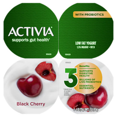 Activia Low Fat Black Cherry Probiotic Yogurt Cups - 4 ct - 16 oz pkg