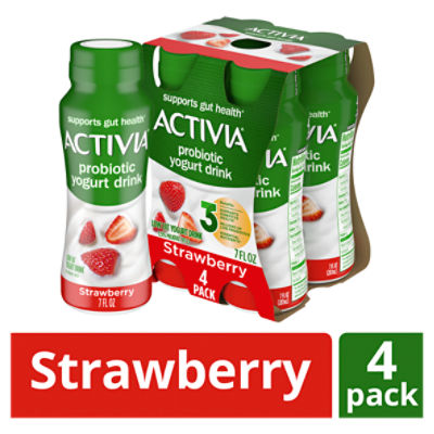 Activia Strawberry Flavored Low Fat Yogurt Drink, 7 fl oz, 4 count