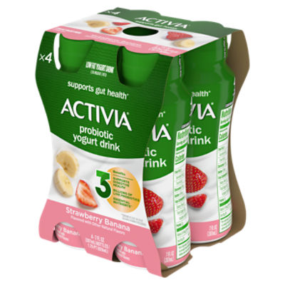 Activia Strawberry and Strawberry Banana Probiotic Yogurt, Lowfat Yogurt  Cups, 4 oz, 12 Count