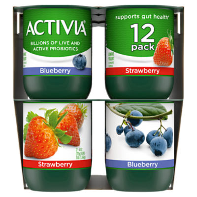 Activia Strawberry and Blueberry Nonfat Yogurt - Variety Pack, 48