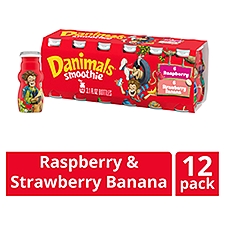 Danone Danimals Raspberry and Strawberry Banana Flavor Smoothie, 3.1 fl oz, 12 count