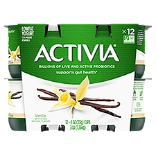 Activia Low Fat Probiotic Vanilla Yogurt, 4 Oz. Cups, 12 Count