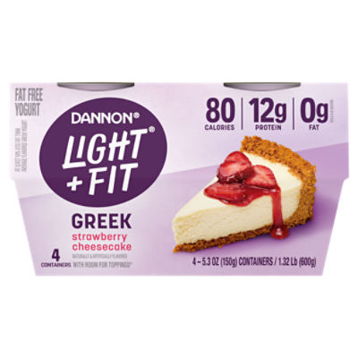 Dannon Light + Fit Strawberry Cheesecake Greek Nonfat Yogurt Pack, 4 Ct ...