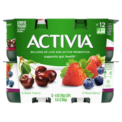 Activia Low Fat Probiotic Mixed Berry Yogurt, 4 Oz. Cups, 4 Count - The  Fresh Grocer