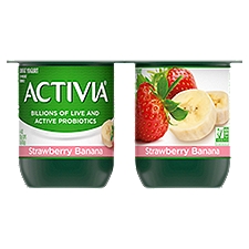 Activia Strawberry Banana Lowfat Yogurt, 4 oz, 4 count, 16 Ounce