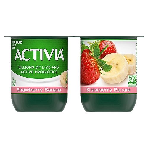 Brighten your daily routine with Activia Probiotic Strawberry Banana Lowfat Yogurt. This creamy yogurt is full of fruity flavor, as well as billions of live and active probiotics. It's the delicious snack you and your gut have been waiting for. nn*Enjoying Activia twice a day for two weeks as part of a balanced diet and healthy lifestyle may help reduce the frequency of minor digestive discomfort. Minor digestive discomfort includes bloating, gas, abdominal discomfort, and rumbling.nFor the last 20 years, Activia has been helping support gut health research*. Every serving of Activia comes with four live and active cultures, plus Bifidus, our exclusive probiotic strain. With our wide and delicious selection of probiotic yogurts and smoothies, we make it easy to help support your gut as part of a healthy lifestyle.