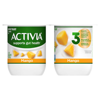 Activia Low Fat Probiotic Mango Yogurt, 4 Oz. Cups, 4 Count