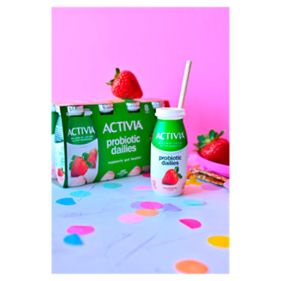Activia Yogurt Drink, Lowfat, Strawberry Flavor, Probiotic Dailies, 8 Pack  8 Ea, Yogurt Drinks